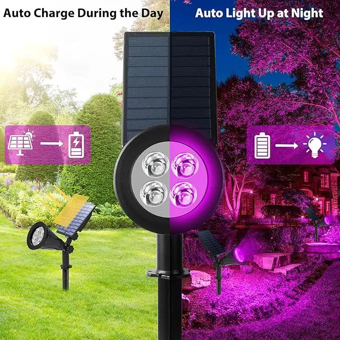 T-SUN [2 Pack] LED Solar Spotlights, Waterproof Outdoor Security Landscape Lamps, Auto-on/Auto-Off by Day, 180 Angle Adjustable for Tree, Patio, Yard, Garden, Driveway, Stairs, Pool Area(Purple) by GreenHaven Gardens