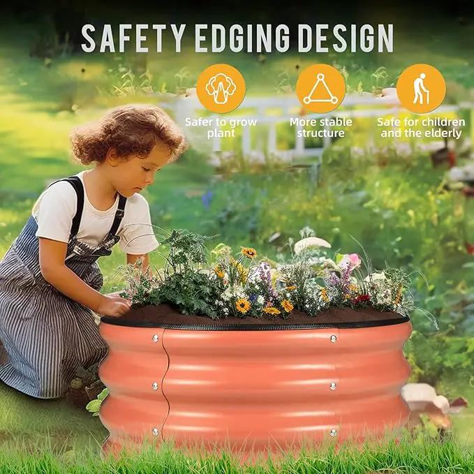 ZXZYHFTY Round Galvanized Raised Garden Bed kit,Pink Outdoor Garden Raised Planter Box, Round Large Metal Raised Garden Beds for Vegetable 2 * 2 * 1ft 1 Pack by GreenHaven Gardens
