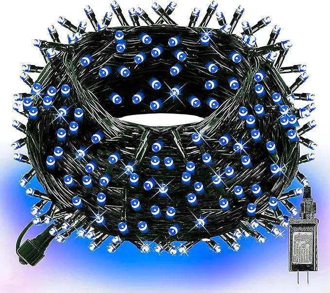 Dazzle Bright Christmas String Lights, Connectable Waterproof String Lights Green Wire with 8 Modes, Christmas Decorations for Indoor Yard Garden (Blue, 300 LED) by GreenHaven Gardens