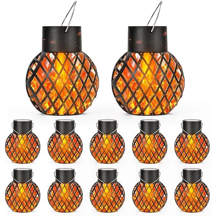 GIGALUMI Solar Lights Outdoor Waterproof,12 Pack Solar Hanging Lights with Flickering Flame,Outdoor Solar Lights for Yard,Patio,Tree,Camping,Christmas Decoration,New Upgraded Larger Lanterns by GreenHaven Gardens