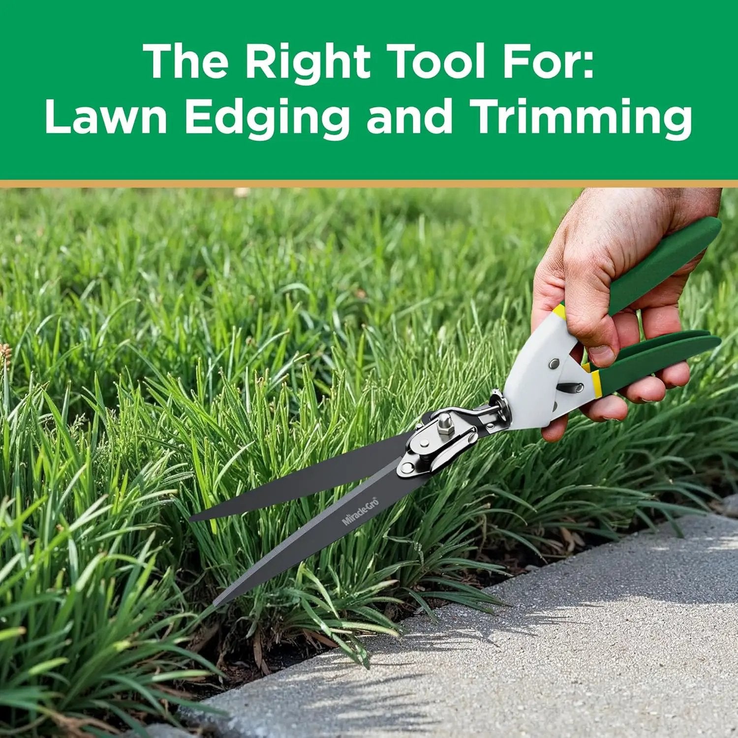 Miracle-Gro Grass Trimming Shears – Adjustable Rotating Handle with Sharp Non-Stick Carbon Steel Blades, Comfort Handles, and Safety Lock for Precise Garden and Lawn Edging by GreenHaven Gardens