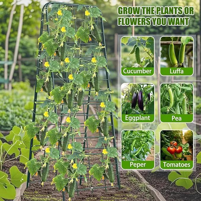 Heavy Duty 50"x17" Adjustable A-Frame Trellis for Climbing Plants – Rust-Proof Metal Garden Trellis with Dense Grid Design, Perfect for Raised Beds, Tomatoes, Cucumbers & Outdoor Vines (Green, 2 Pcs) by GreenHaven Gardens