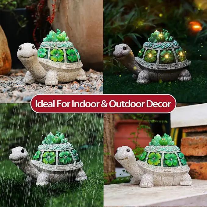 Turtle Solar Outdoor Light Garden Statue with Clover,Decoration for Patio,Yard,Lawn,Gifts for Women Mom Grandma by GreenHaven Gardens
