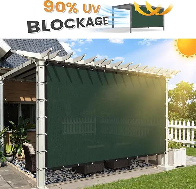 VICLLAX Shade Fabric Sun Shade Cloth with Every 2 FT Grommets for Patio Garden Pergola Cover Canopy 7x15 FT, Dark Green by GreenHaven Gardens