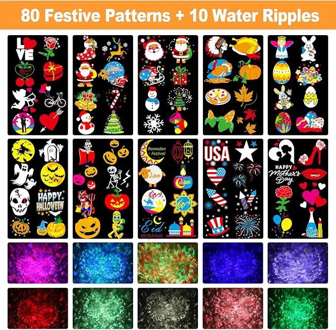 Brighter Valentine Decorations Projector Lights for Home, FLITI 2024 Upgraded Holiday Projector Display 8 Patterns at A Time (3D Ocean Wave & Patterns), Weather Proof Remote Valentine Decor Light Show by GreenHaven Gardens