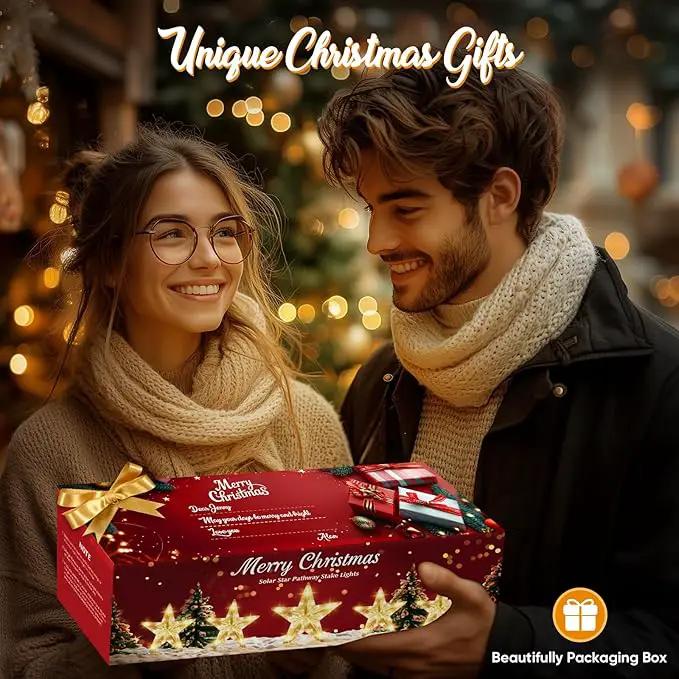 Christmas Decorations Solar Lights Outdoor: 8 Pack 64 LED Solar Christmas Lights Outdoor Waterproof, 8 Warm White Lighting Modes Christmas Pathway Lights Xmas Decor for Outside Yard Garden Backyard by GreenHaven Gardens