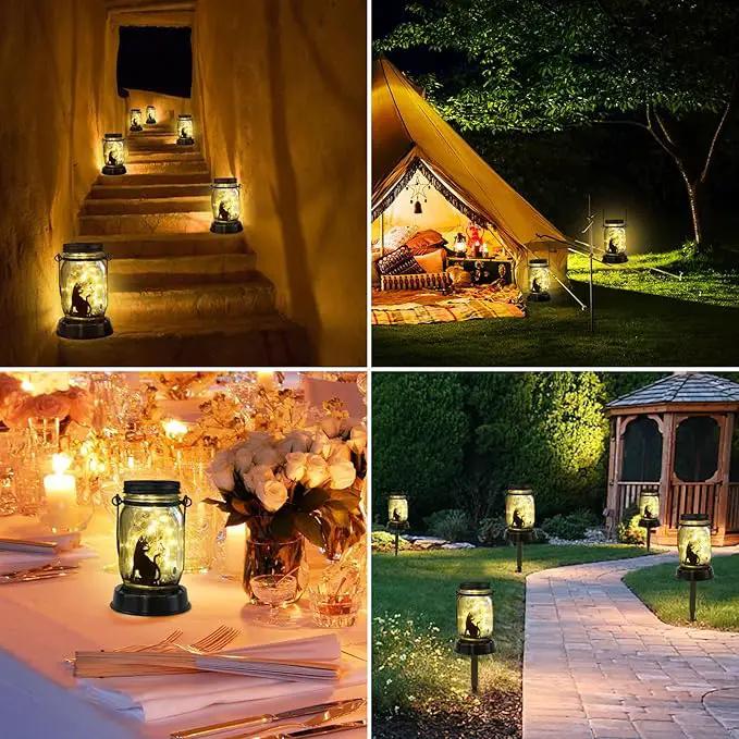 Christmas Garden Decor Cat Lover Gifts Cat Solar Lights, Christmas Gift for Mother/Grandma/Women,Cat Garden Gift, Yard Cat Gift, Lantern Decor, Patio Outdoor Waterproof Cat Solar Lanterns by GreenHaven Gardens