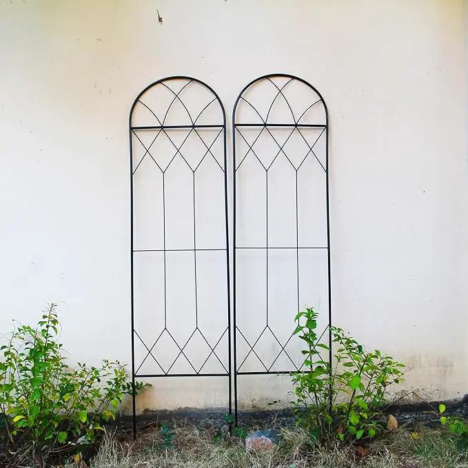 Garden Trellis for Climbing Plants Outdoor 2 Pack 59" H x 15.9" W Unique Design Metal Trellis for Cucumber, Tomatoes, Vines, Flower Beds, Roses - Rust Proof Iron by GreenHaven Gardens