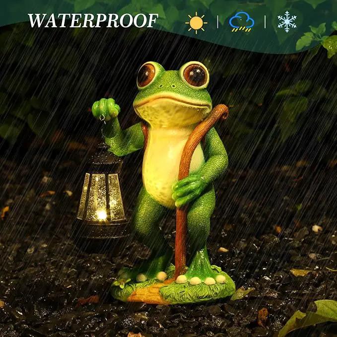 Garden Statue Frog Outdoor Decor, Solar Patio Resin Garden Decor for Outside Yard Decorations Gift for Women, Mom, Grandma by GreenHaven Gardens