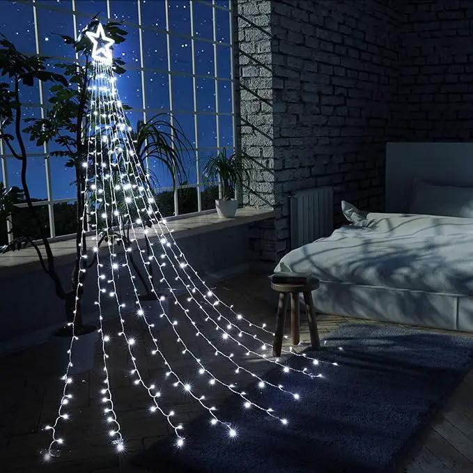 Toodour Christmas Decorations Outdoor Star Lights, 317 LED 10ft X 9 Waterfall Tree Lights with 12" Topper Star, 8 Lighting Modes Outside Christmas Lights for Yard Garden Holiday Decor (White) by GreenHaven Gardens