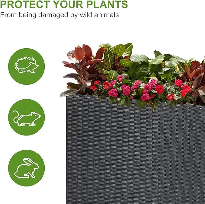 LEWIS&WAYNE Tall Planters for Outdoor Plants Handmade Wicker Large Rectangular Block Planter Box with Removable Liners Modern Planter for Indoor Outdoor Patio Deck - Black by GreenHaven Gardens