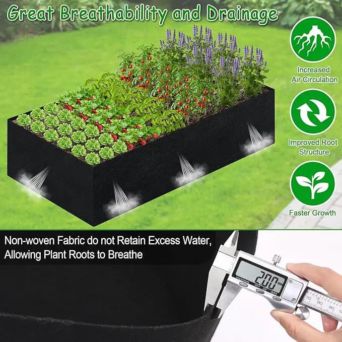 6x3x2ft Fabric Raised Garden Bed liner for Planter Raised Beds, Garden Grow Bed Bags to Grow Vegetables, Flowers, Fruits, Herbs, and Succulents, Rectangle Planting Container for Outdoor, 269 Gallon by GreenHaven Gardens