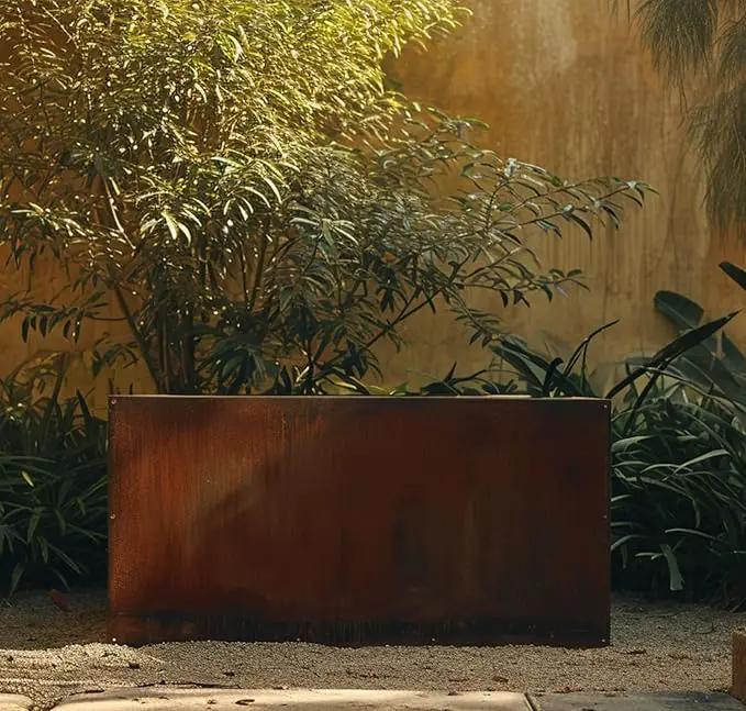 DIY CARTEL Corten Steel Rectangular Outdoor Planter Box, Rustic & Modern Farmhouse Design, Large Raised Metal Garden Bed for Commercial & Residential Use (36in x 12in x 16in) by GreenHaven Gardens