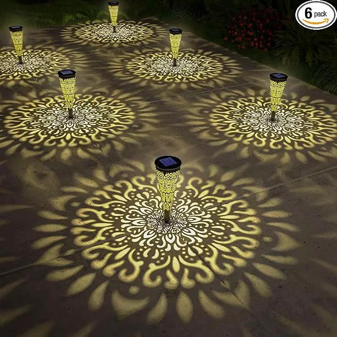 6 Pack Solar Lights Outdoor Garden Decorative Solar Pathway Lights Waterproof Plastic Outside Solar Path Landscape Lights Gardening Gifts for Women Mom Father Backyard Walkway Yard Decor by GreenHaven Gardens