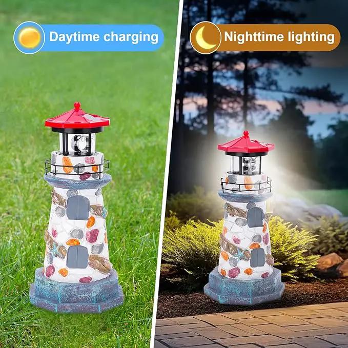 Solar Lighthouse with Rotating Beacon,11.4" Outdoor Garden Lighthouse Decor,Waterproof Statue Lighthouse Lamp for Yard Lawn Patio Gifts by GreenHaven Gardens