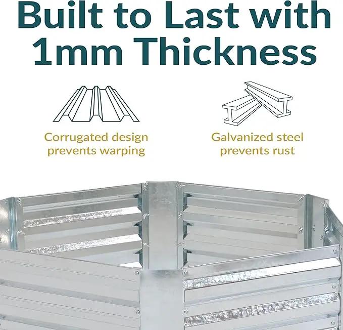 Sunnydaze 11.75" H Raised Metal Garden Bed - Galvanized Raised Garden Bed Outdoor for Vegetables and Flowers - Silver - Hexagon by GreenHaven Gardens