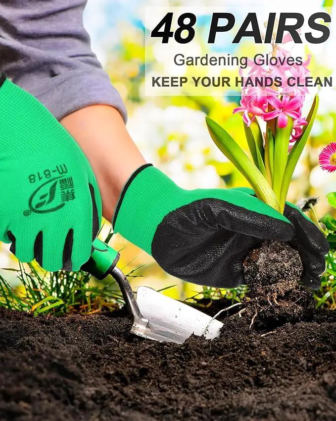 Nuogo 48 Pairs Gardening Gloves for Men Women Rubber Coated Safety Work Gloves Bulk for Gardening Construction Work by GreenHaven Gardens