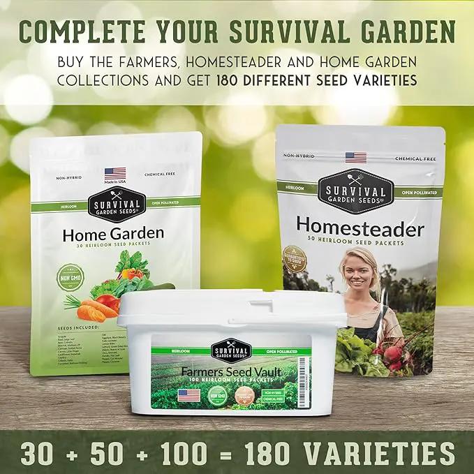 Survival Garden Seeds Home Garden Collection - 30 Pack with 18,500+ Non-GMO Heirloom Vegetable, Fruits, Herb Seed Varieties for Planting - Plant & Grow Survival Food & Emergency Preparedness Gear by GreenHaven Gardens