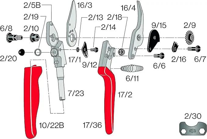 Felco F17 Pruning Shears – 7.9" Garden Clippers with Revolving Handle for Left-Handed Users | Hand Pruners for Gardening | Garden Tool Cutter with Forged Aluminum Body, Bypass & Anvil Blades by GreenHaven Gardens