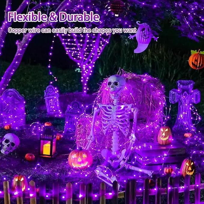 JMEXSUSS 2 Pack Purple Solar Christmas Lights, 33ft 100 LED Purple Solar Lights Outdoor, Waterproof 8 Modes Purple Fairy Lights for Outside Tree Garden Patio Christmas Halloween Decorations by GreenHaven Gardens