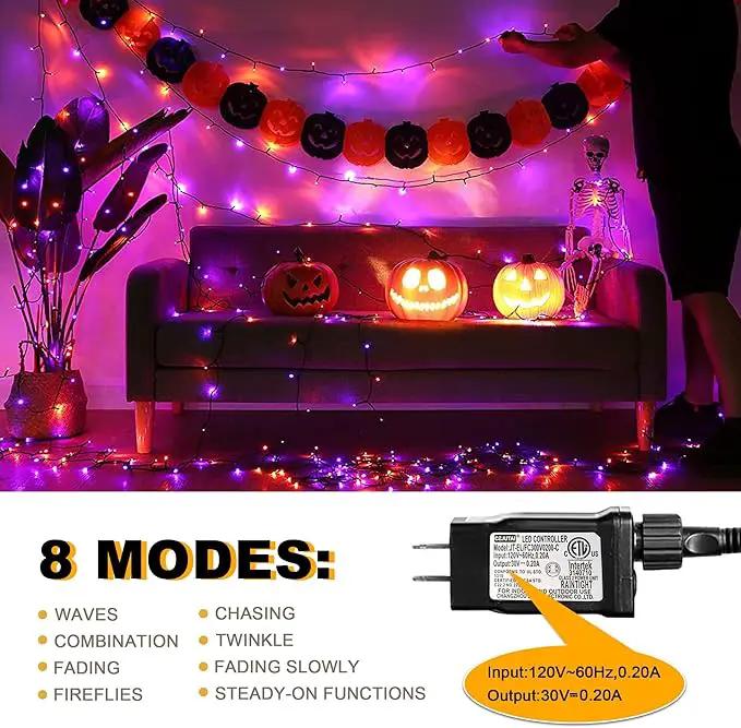 weillsnow 164FT 500 LED Halloween Lights, 8 Modes Waterproof Plug in String Lights for Halloween Indoor Outdoor Yard Party Wedding Garden Home Decorations (Purple & Orange) by GreenHaven Gardens