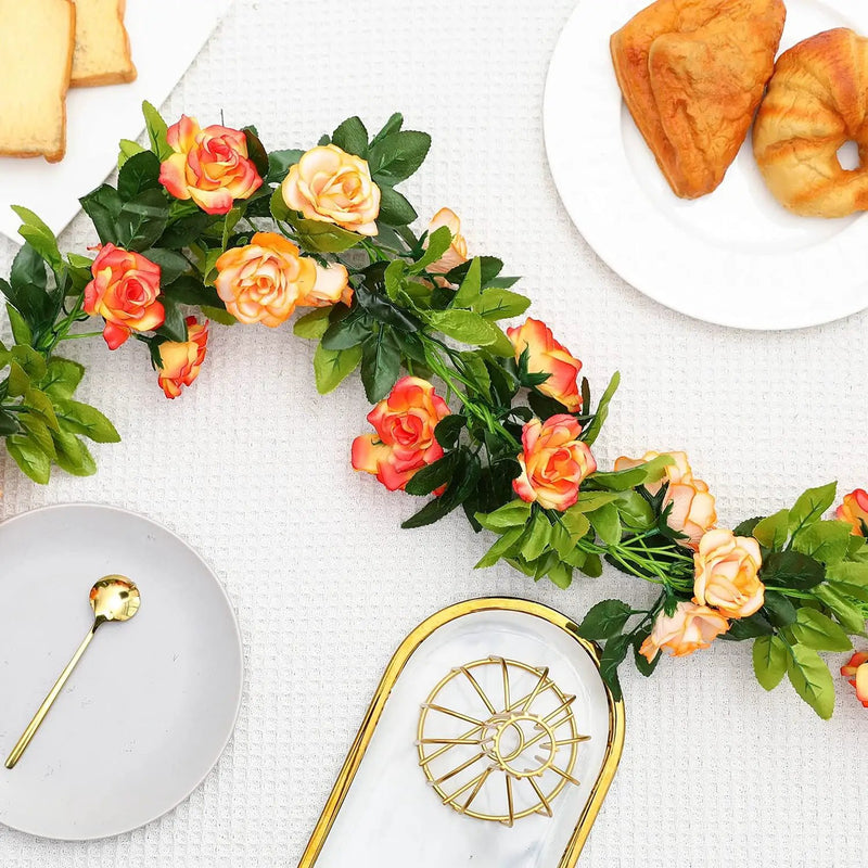 JUSTOYOU 2 Pack (15.8FT) Fake Rose Garland, Artificial Rose Vines Flowers Hanging Silk Rose Vine Wedding Home Backdrop Party Arch Arrangement Decoration by GreenHaven Gardens