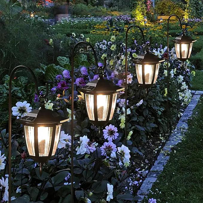 Dynaming 6 Pack Solar Hanging Lights Outdoor, Solar Powered Garden Decorative Lanterns with 6 x 38 Inch Shepherd Hooks, Waterproof Landscape Lighting for Lawn Patio Yard Pathway Driveway, Warm White by GreenHaven Gardens