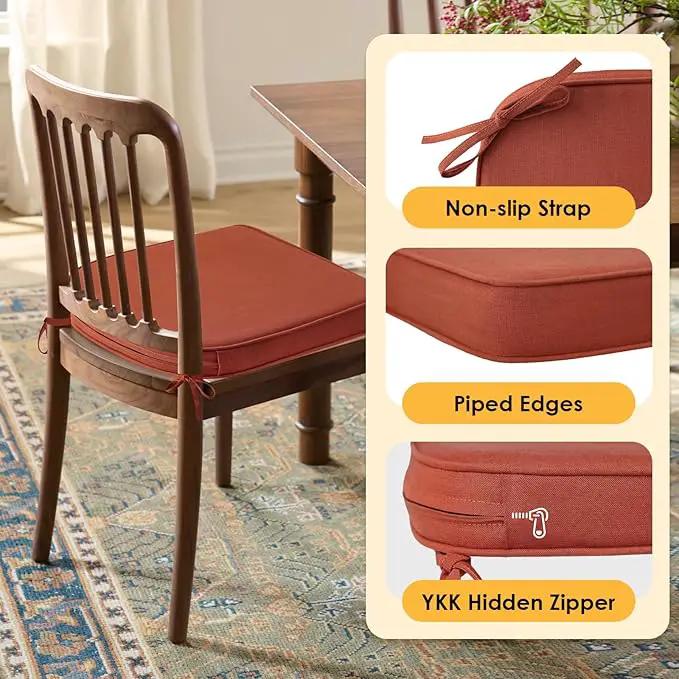 Outdoor Sunbrella Round Corner Seat Cushion, 17"x16"x2", Set of 4, Non Slip Seat Cushion Pads with Removable Cover for Patio Furniture, Garden Yard Lawn, Spectrum Grenadine by GreenHaven Gardens
