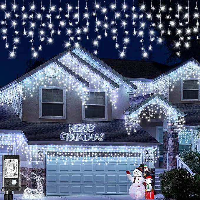 Christmas Icicle Lights Outdoor, 640 LED 66FT Icicle Lights for Outside with 8 Modes Timers, Waterproof Plug in Connectable String Light for House Roof Garden Party Wedding Decorations, White by GreenHaven Gardens