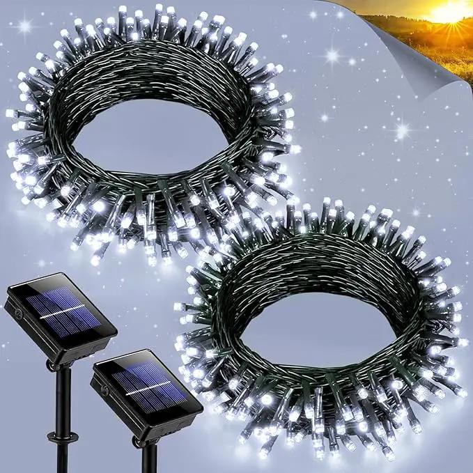 2 Pack Solar String Lights for Outside, Each 39Ft 120 LED Solar Lights Outdoor, 8 Modes Waterproof Solar Powered Fairy Twinkle Light for Backyard Patio Tree Party Garden Decoration, White by GreenHaven Gardens