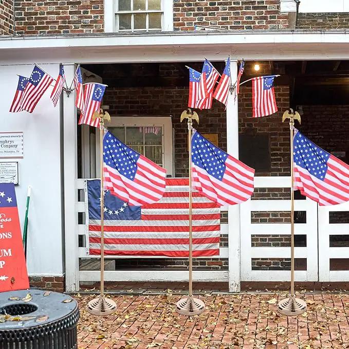 Leinuosen 4 Pcs Flag Holder Stand FlagPole Stand Flag Pole Base for Indoor Outdoor 1.3/1.1 Inch Diameter Flagpole Garden House Classroom Churches Meeting Party Flags Banner(Gold) by GreenHaven Gardens