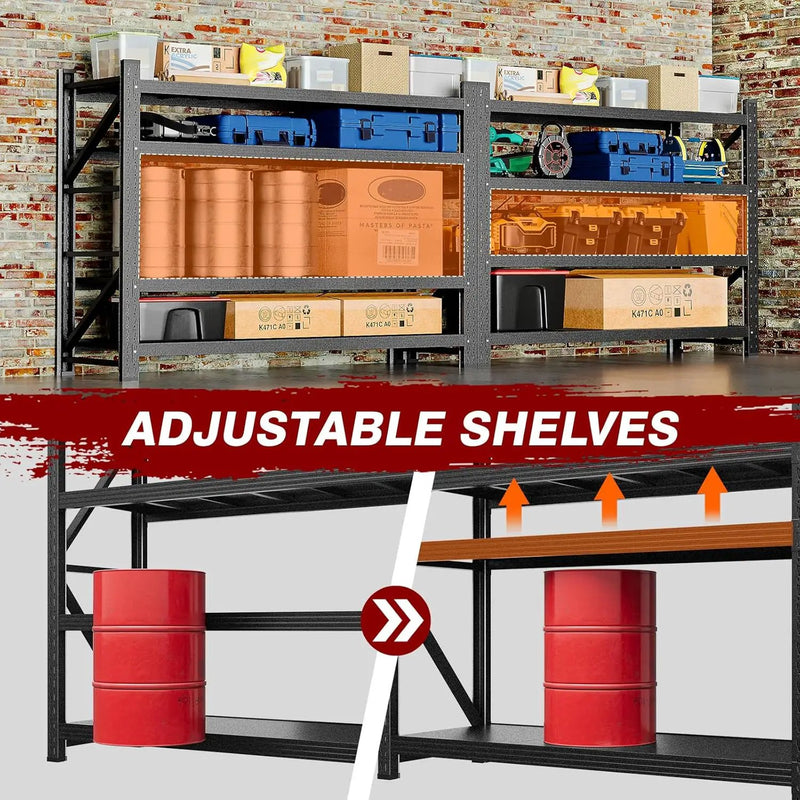 5000LBS Metal Steel Storage Shelves - 60" W Black 4 Tier Heavy Duty Rack Commercial Industrial Shelving with Adjustable Shelf for Basement Garage Warehouse - 60" W x 24" D x 70" H by GreenHaven Gardens