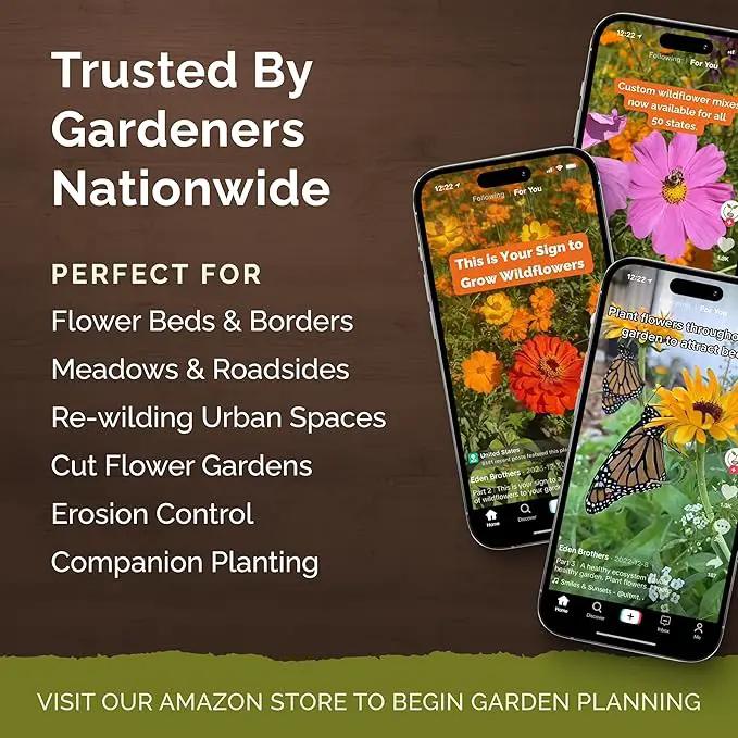 Eden Brothers All Perennial Wildflower Mixed Seeds for Planting, 10 lb, 4,800,000+ Seeds with Lupine, Shasta Daisy | Attracts Pollinators, Plant in Spring or Fall, Zones 3, 4, 5, 6, 7, 8, 9, 10 by GreenHaven Gardens