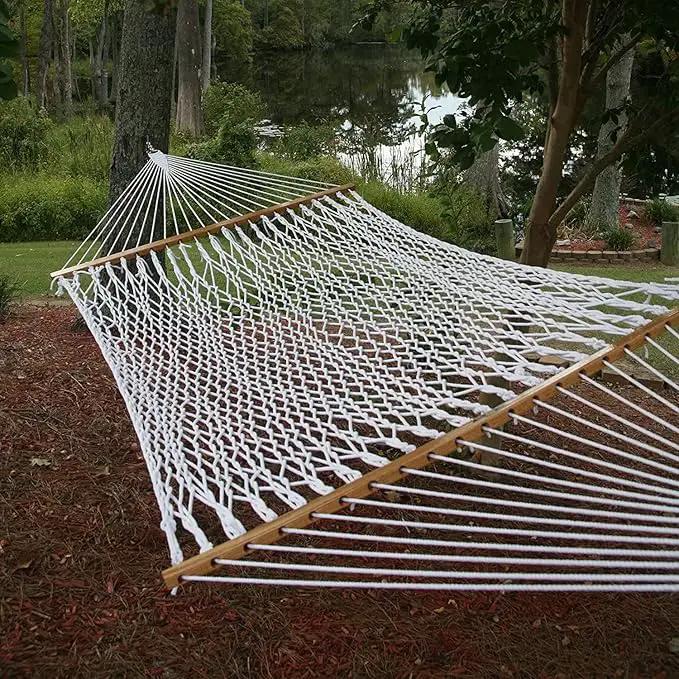 Original Pawleys Island Large White DURACORD® Rope Hammock with Extension Chains & Tree Hooks, Handcrafted in The USA, 450 LB Weight Capacity, 13 ft. x 55 in. by GreenHaven Gardens
