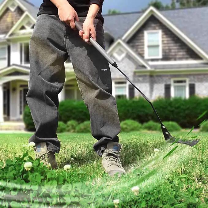Walensee Grass Whip with Double-Edged Serrated Sharp Steel Blade Weed Grass Cutter with Soft Rubber 22-Inch Handle Cut Tall Grass and Overgrown Weeds in The Yard, Fields, and Ditches, Black,1 Pack by GreenHaven Gardens