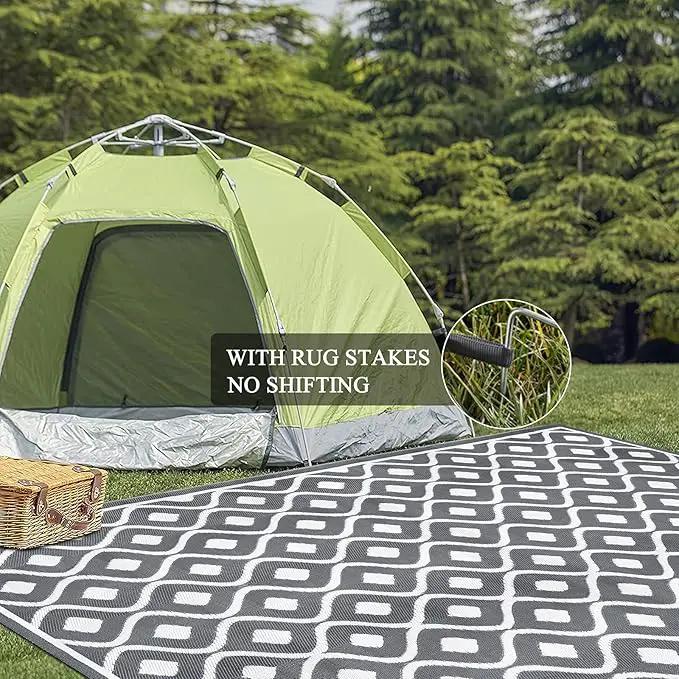 Pauwer Reversible Outdoor Rug, 9'x12', Waterproof, Polypropylene, Moroccan Grey, Area Rug for Patio, RV, Camping, Picnic, Backyard, Deck, Balcony, Porch by GreenHaven Gardens