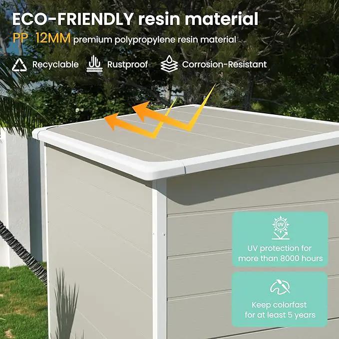 UDPATIO Outdoor Storage Shed 5x3 FT, Plastic Garden Shed for Bike, Garbage Can, Tool, Outside Sheds & Outdoor Resin Shed with Lockable Door for Backyard, Patio, Lawn, Sandstone by GreenHaven Gardens