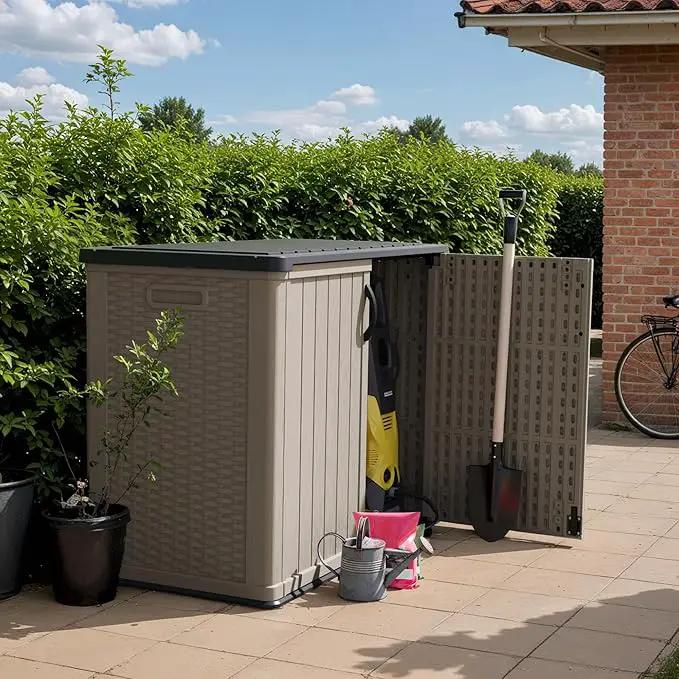 Devoko Outdoor Storage Cabinet 26 Cu Ft with Lockable Doors, Horizontal Storage Shed Waterproof Patio Tools Storage Box for Sofa Cushions, Gardening Tools and Accessories (Beige) by GreenHaven Gardens