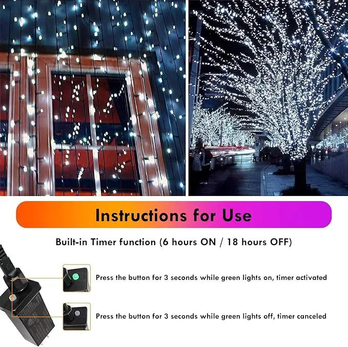 2-Pack 66FT 200 LED Extendable White Christmas String Lights (Green Wire), Christmas Tree Lights with 8 Modes, Indoor Outdoor Plug in Fairy String Lights for Xmas Decor Party Garden (Cool White) by GreenHaven Gardens