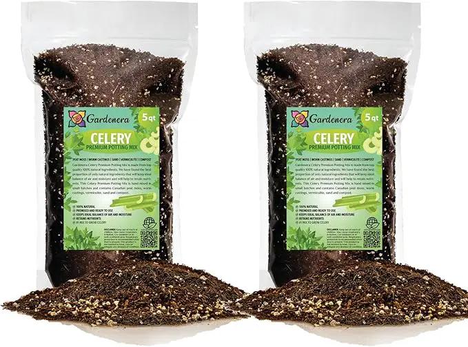 Premium Celery Potting Soil Mix - Optimal Nutrient-Rich Blend for Thriving and Crisp Celery Plants - 10 Quart by GreenHaven Gardens