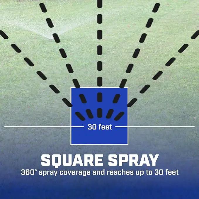 Chapin 6-9488: Square Pattern Spot Sprinkler 2 Pack, 360 Degree Sprinkler Head for Small Gardens and Lawns, Up to 30-Feet Coverage Area, Lawn Sprinkler, Small Area Yards and Garden Watering, Blue by GreenHaven Gardens