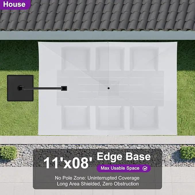 PURPLE LEAF 10' X 6.5' Left-right Tilting Outdoor Patio Umbrella Swivel Offset Cantilever Heavy Duty Rectangle Aluminum Umbrella with UV Resistant for Deck Pool Patio Backyard, Pebble Grey by GreenHaven Gardens