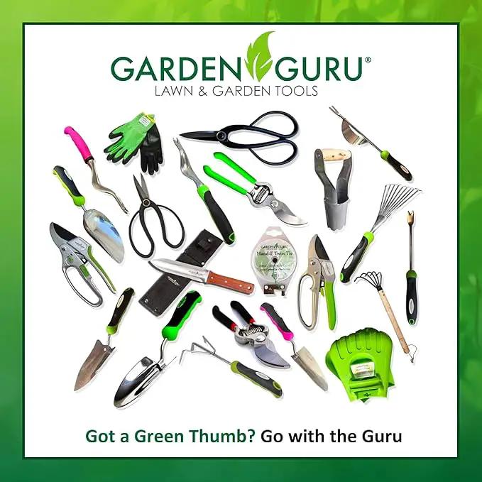 Garden Guru Garden Tool Set 6pc Hand Trowel Transplanter Weeder Fork Rake Cultivator – Heavy Duty Stainless Steel - Ergonomic Comfort Grip Handle – Perfect Gardening Tool Kit Gifts for Women and Men by GreenHaven Gardens