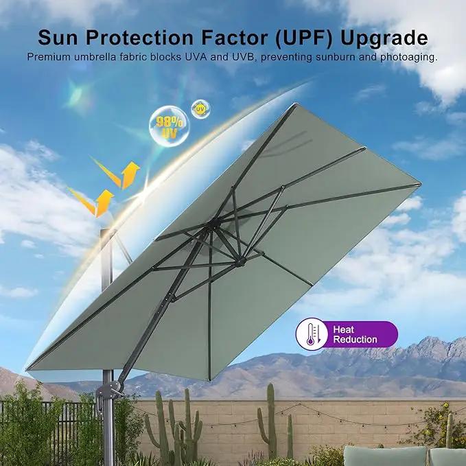 PURPLE LEAF 8 FT Cantilever Patio Umbrella Outdoor Aluminum Offset Square Umbrella with 3 Years Fade Resistance Recycled Fabric and 360-degree Rotation for Deck Pool Garden, Mint Green by GreenHaven Gardens