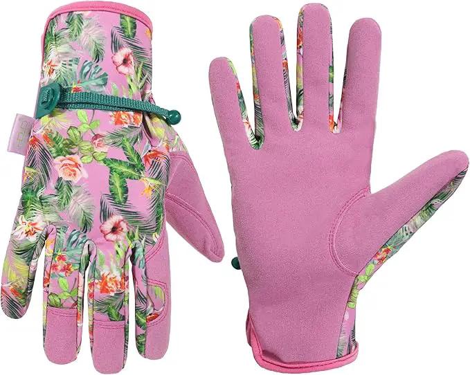 HLDD HANDLANDY Work Gloves for Women and Ladies, Leather Gardening Gloves Flexible Mechanic Working Gloves by GreenHaven Gardens