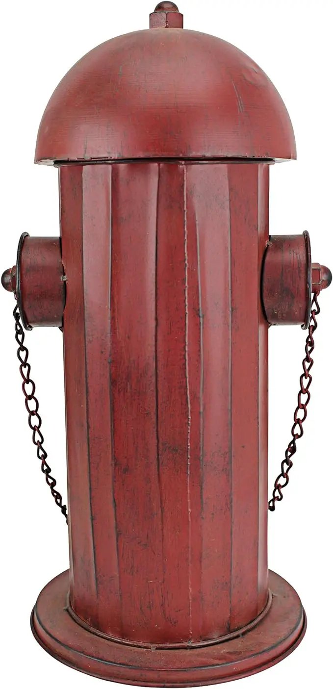 Design Toscano Fire Hydrant Statue Puppy Pee Post and Pet Storage Container, Indoor/Outdoor, Medium 18 Inch Tall, Metal, Rustic Red Paint by GreenHaven Gardens