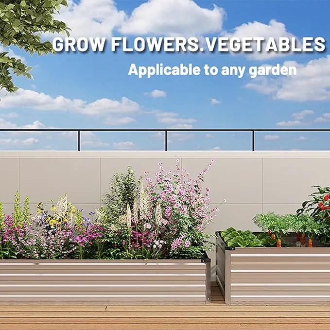 MGNO 2pcs 12x4x1FT Galvanized Raised Garden Bed-Outdoor Planter Box for Vegetables-Metal Garden Bed,RRectangle Planting Box for Herb,Flower by GreenHaven Gardens