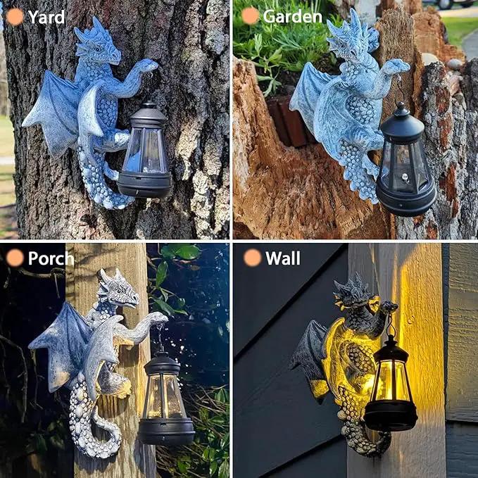 Solar Garden Decor Dragon Tree Hugger - 9.3 Inch Garden Statues Lawn Ornaments for Outside Balcony Yard Whimsical Art Outdoor,Mothers Day Gifts for Mom Grandma Women by GreenHaven Gardens