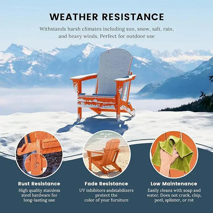 Westin Outdoors Laguna WO Home Outdoor Adirondack Folding Chair Lounger Seat Traditional Retro Home Furniture for Beach, Balcony, Backyard, Lawn, Patio, Pool, Deck, Garden (Orange) by GreenHaven Gardens