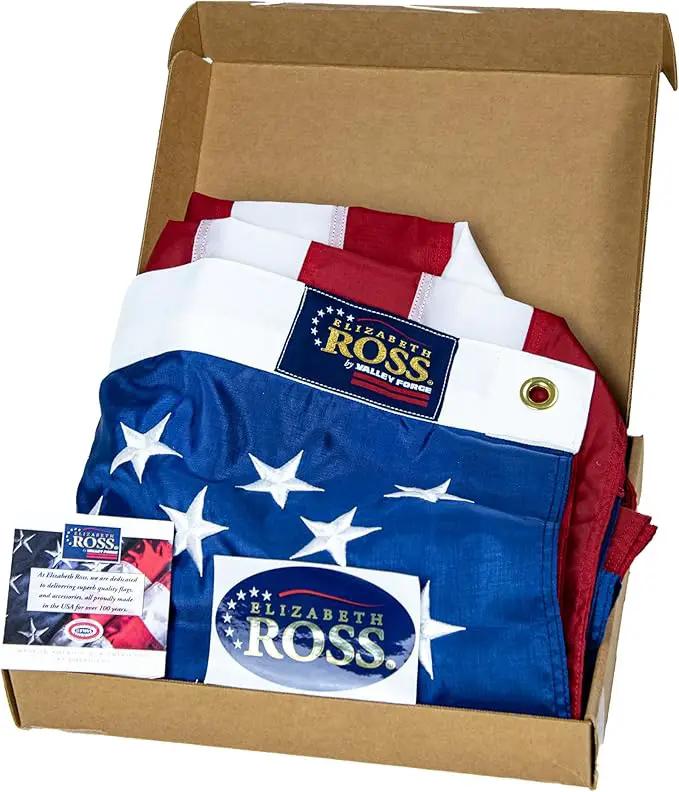 4’ x 6’ Elizabeth Ross American Flag with Embroidered Stars by GreenHaven Gardens